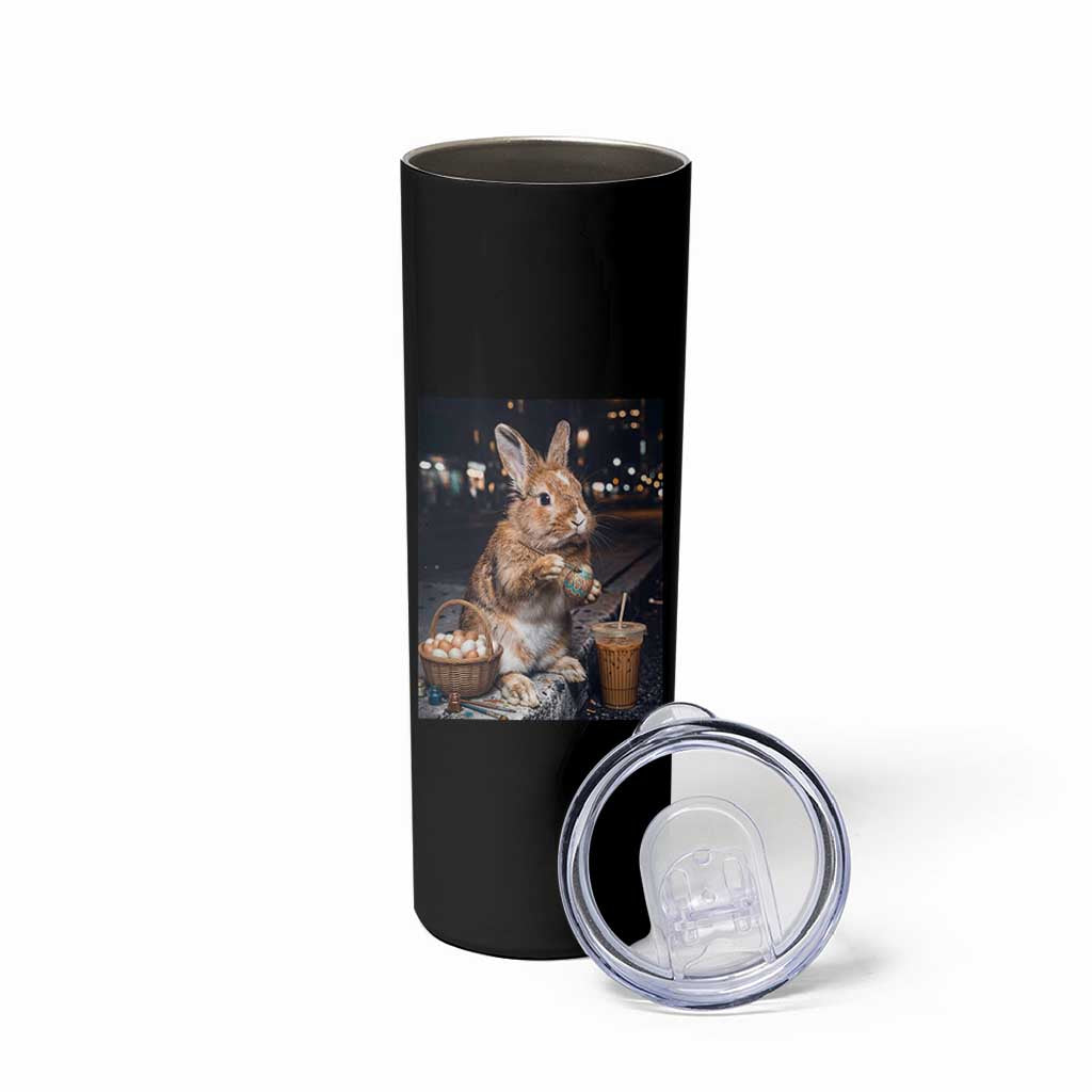 Easter Bunny Iced Coffee Skinny Tumbler Funny Rabbit Egg Painting