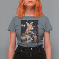 Easter Bunny Iced Coffee T Shirt For Women Funny Rabbit Egg Painting