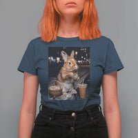 Easter Bunny Iced Coffee T Shirt For Women Funny Rabbit Egg Painting