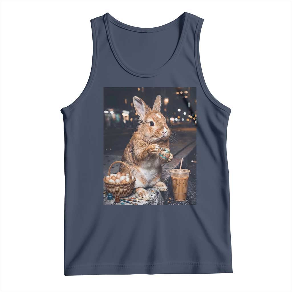 Easter Bunny Iced Coffee Tank Top Funny Rabbit Egg Painting