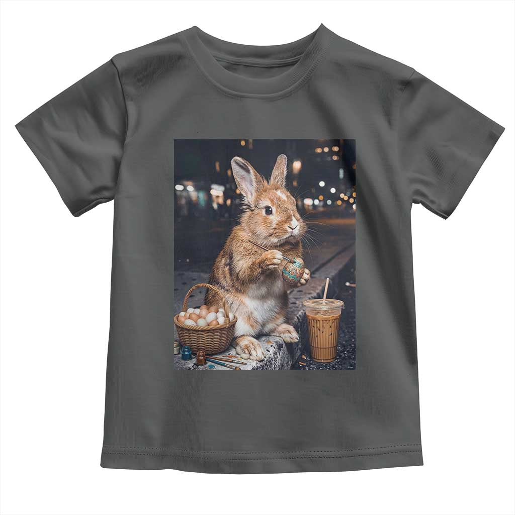 Easter Bunny Iced Coffee Toddler T Shirt Funny Rabbit Egg Painting