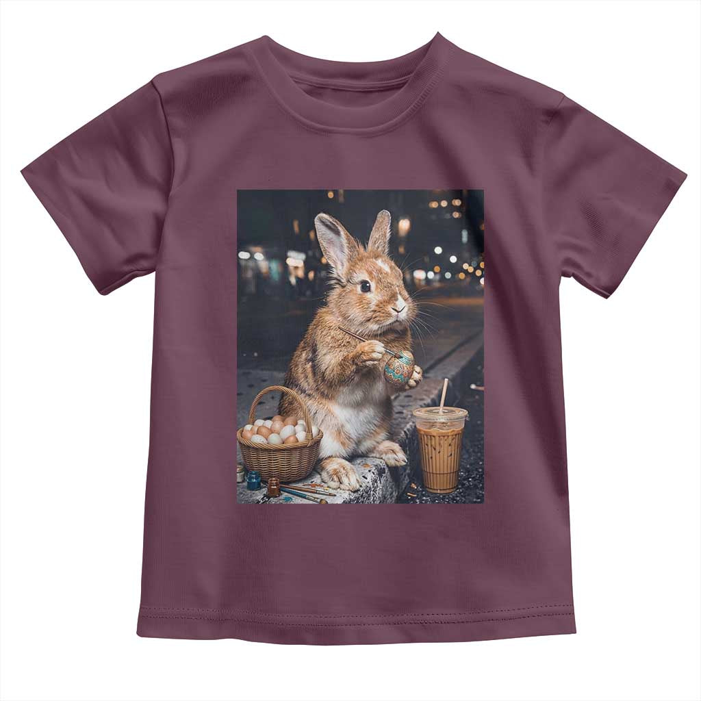 Easter Bunny Iced Coffee Toddler T Shirt Funny Rabbit Egg Painting
