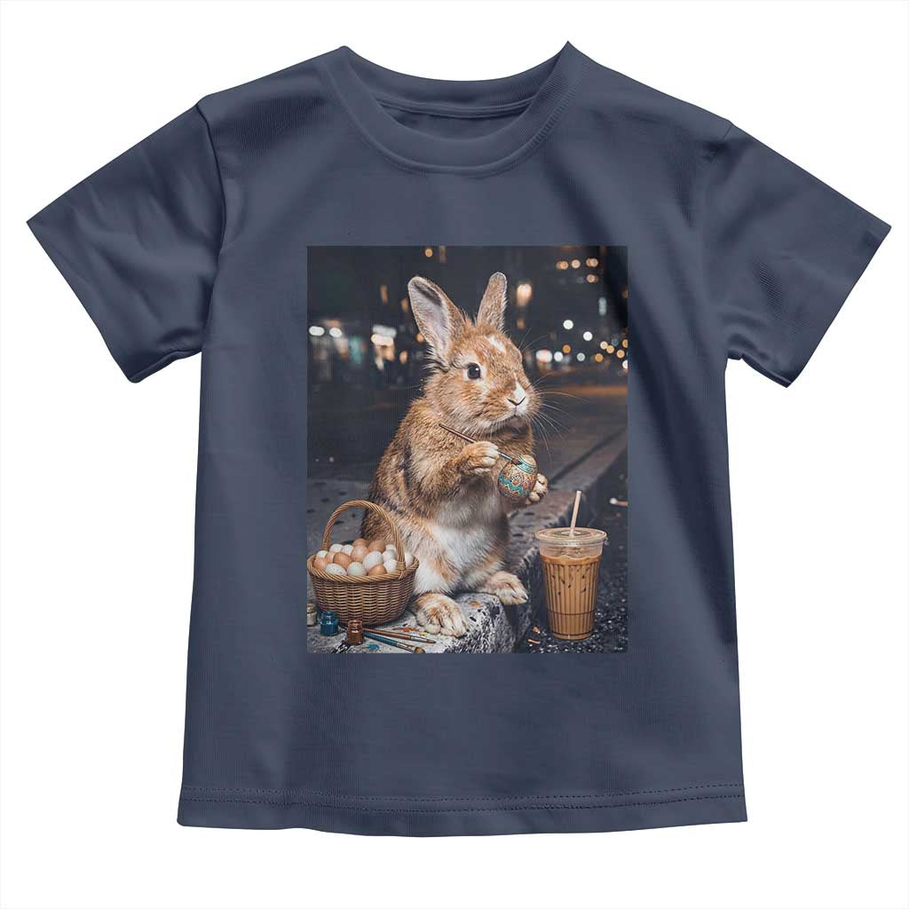 Easter Bunny Iced Coffee Toddler T Shirt Funny Rabbit Egg Painting