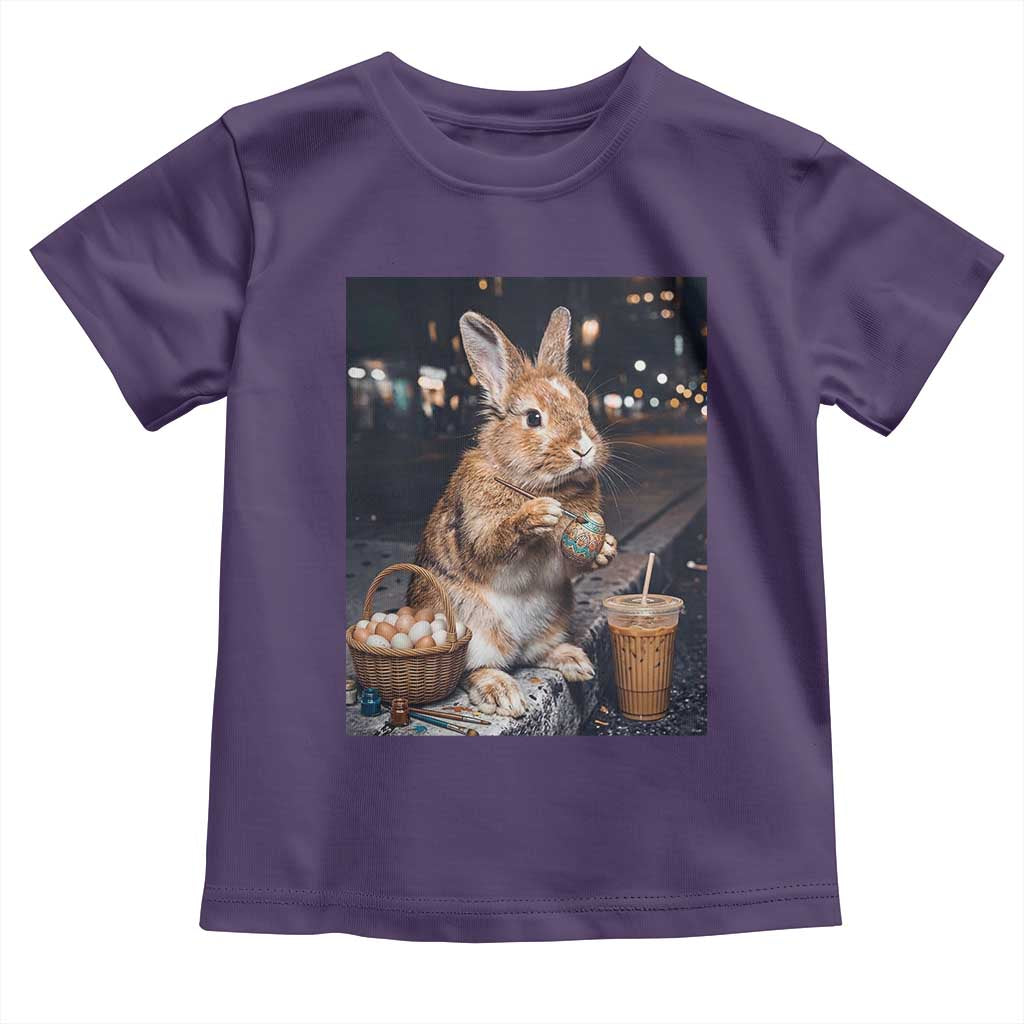 Easter Bunny Iced Coffee Toddler T Shirt Funny Rabbit Egg Painting