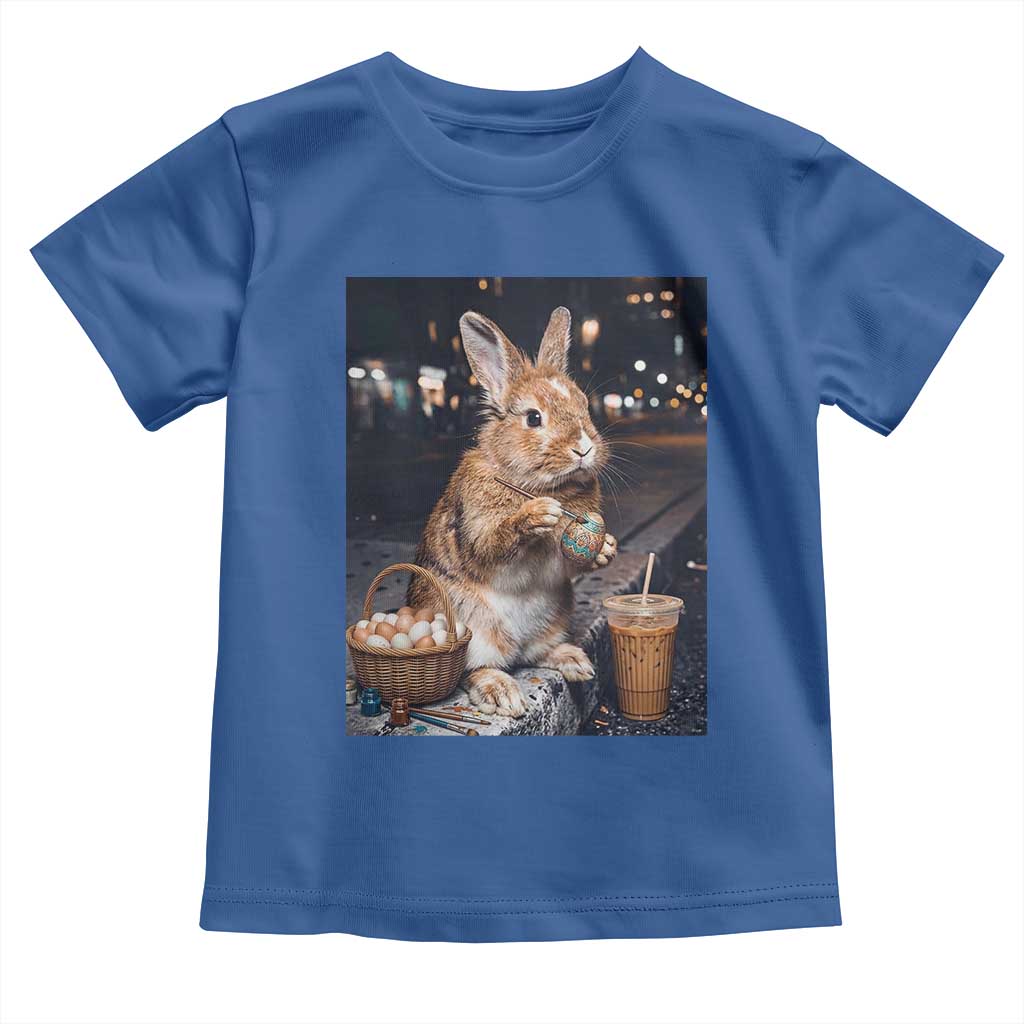 Easter Bunny Iced Coffee Toddler T Shirt Funny Rabbit Egg Painting