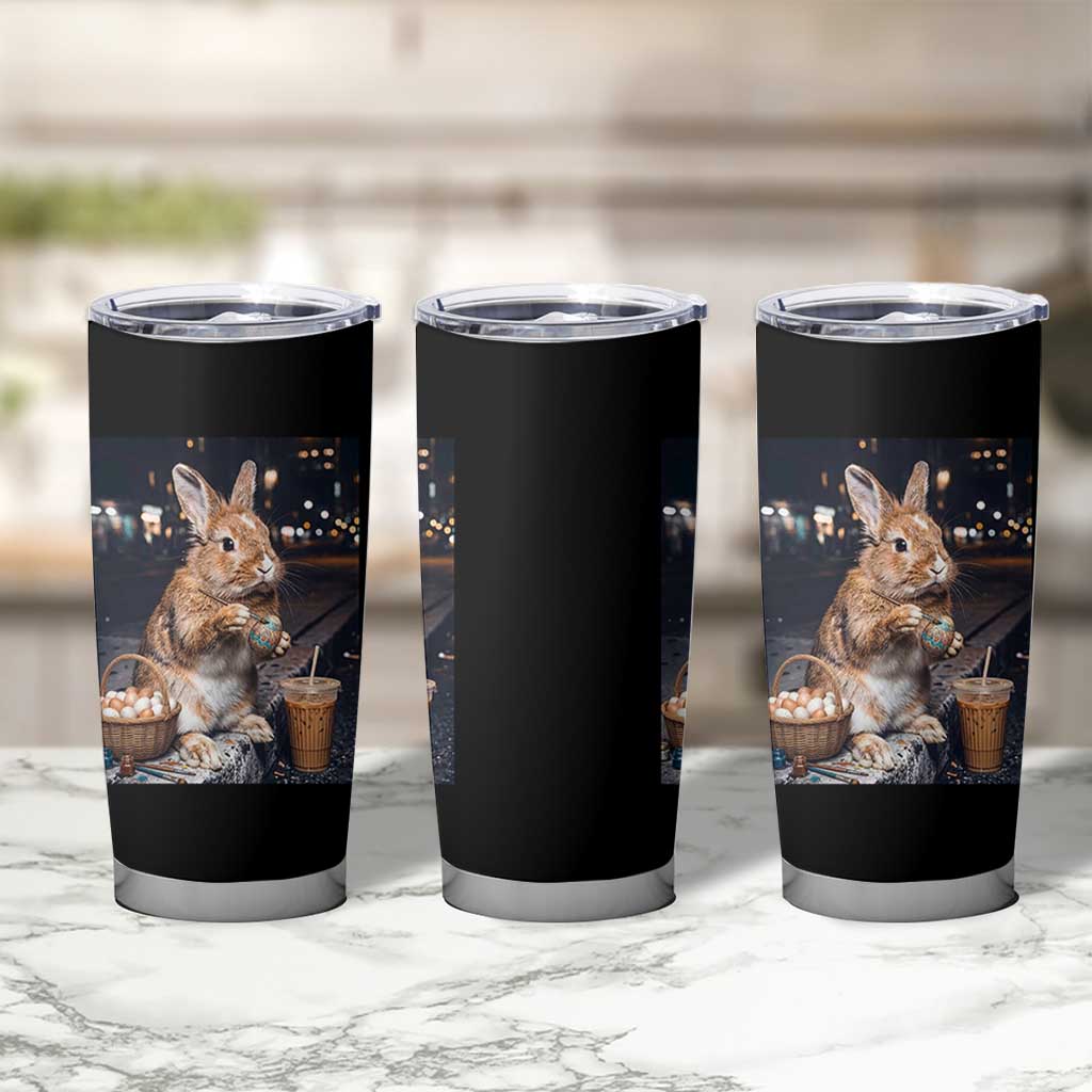 Easter Bunny Iced Coffee Tumbler Cup Funny Rabbit Egg Painting