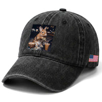 Easter Bunny Iced Coffee Washed Cotton Baseball Cap Funny Rabbit Egg Painting