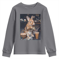 Easter Bunny Iced Coffee Youth Sweatshirt Funny Rabbit Egg Painting