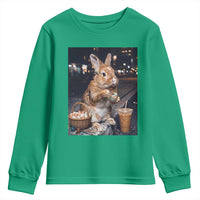 Easter Bunny Iced Coffee Youth Sweatshirt Funny Rabbit Egg Painting