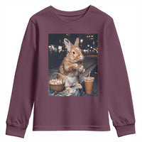Easter Bunny Iced Coffee Youth Sweatshirt Funny Rabbit Egg Painting
