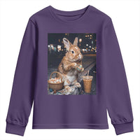 Easter Bunny Iced Coffee Youth Sweatshirt Funny Rabbit Egg Painting
