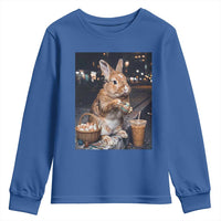 Easter Bunny Iced Coffee Youth Sweatshirt Funny Rabbit Egg Painting