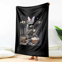 Easter Raccoon Iced Coffee Throw Blanket Funny Trash Panda Egg Painting