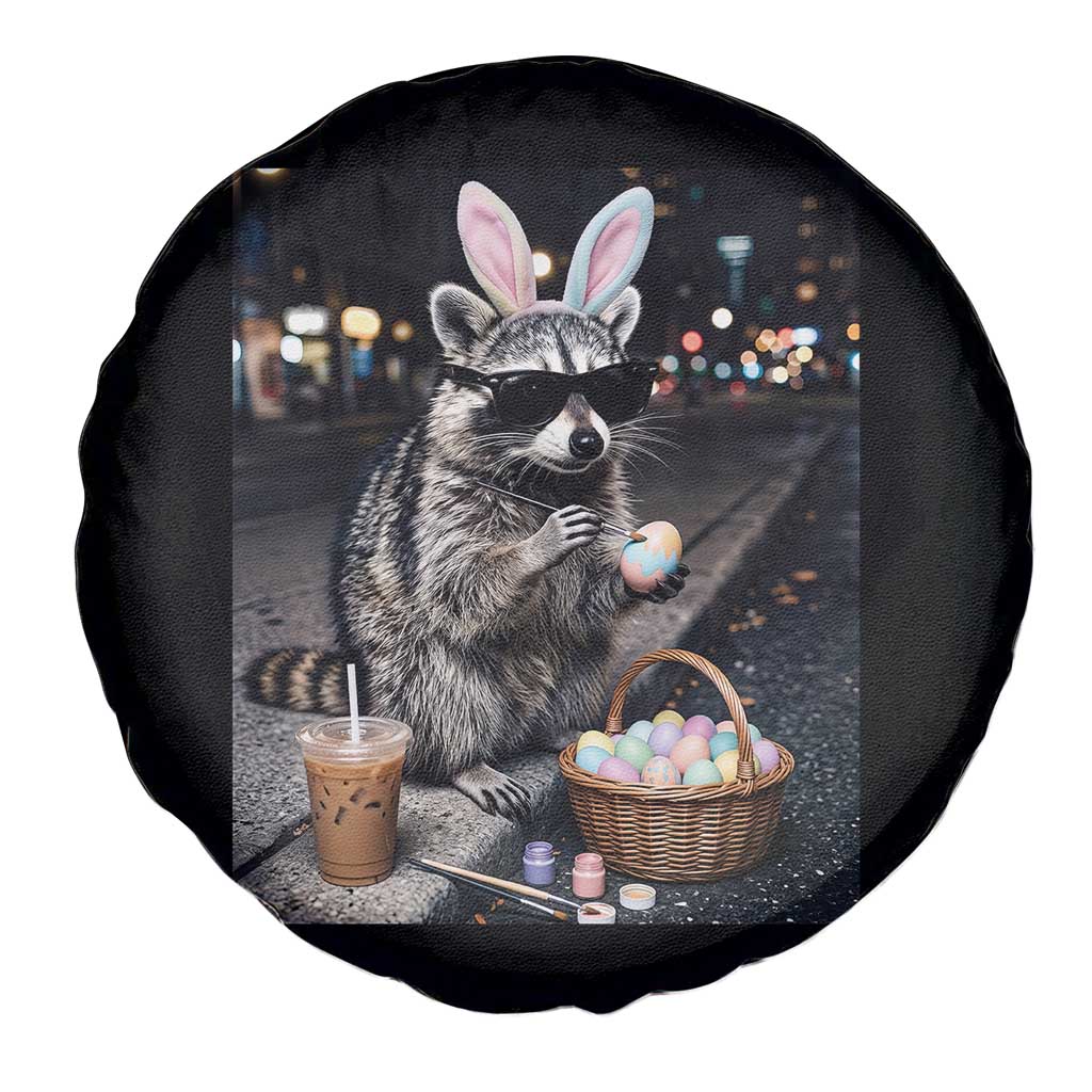 Easter Raccoon Iced Coffee Spare Tire Cover Funny Trash Panda Egg Painting