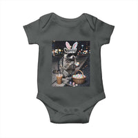 Easter Raccoon Iced Coffee Baby Onesie Funny Trash Panda Egg Painting