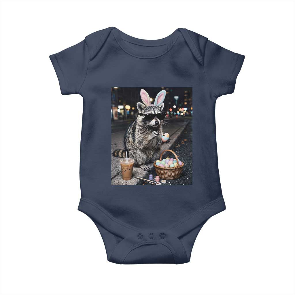 Easter Raccoon Iced Coffee Baby Onesie Funny Trash Panda Egg Painting