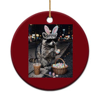 Easter Raccoon Iced Coffee Ceramic Ornament Funny Trash Panda Egg Painting