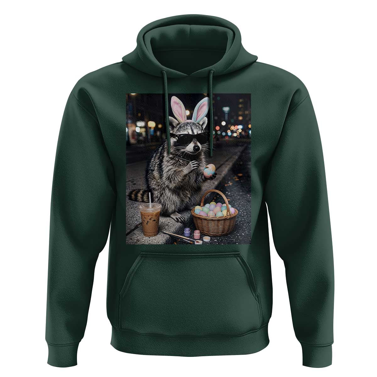 Easter Raccoon Iced Coffee Hoodie Funny Trash Panda Egg Painting
