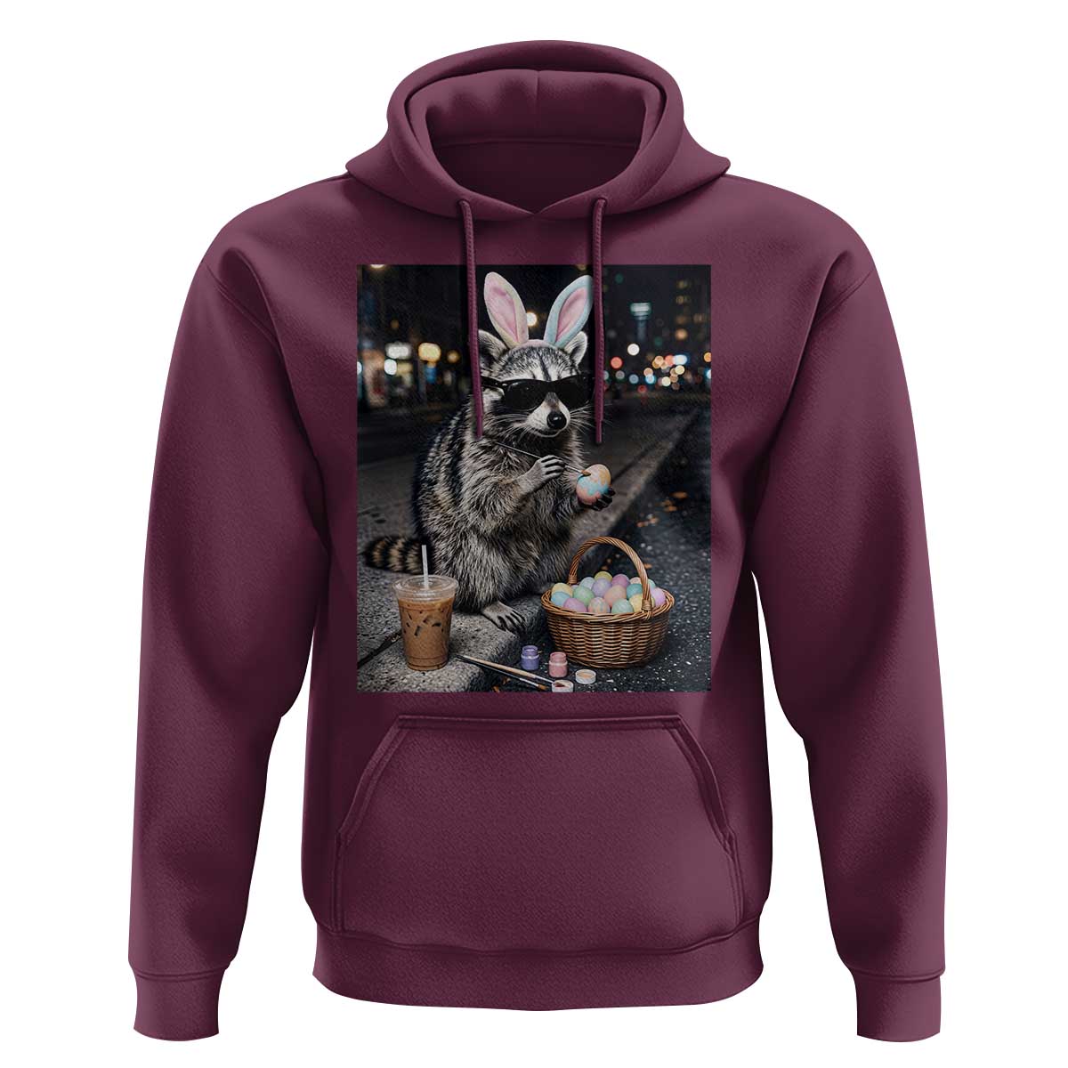 Easter Raccoon Iced Coffee Hoodie Funny Trash Panda Egg Painting