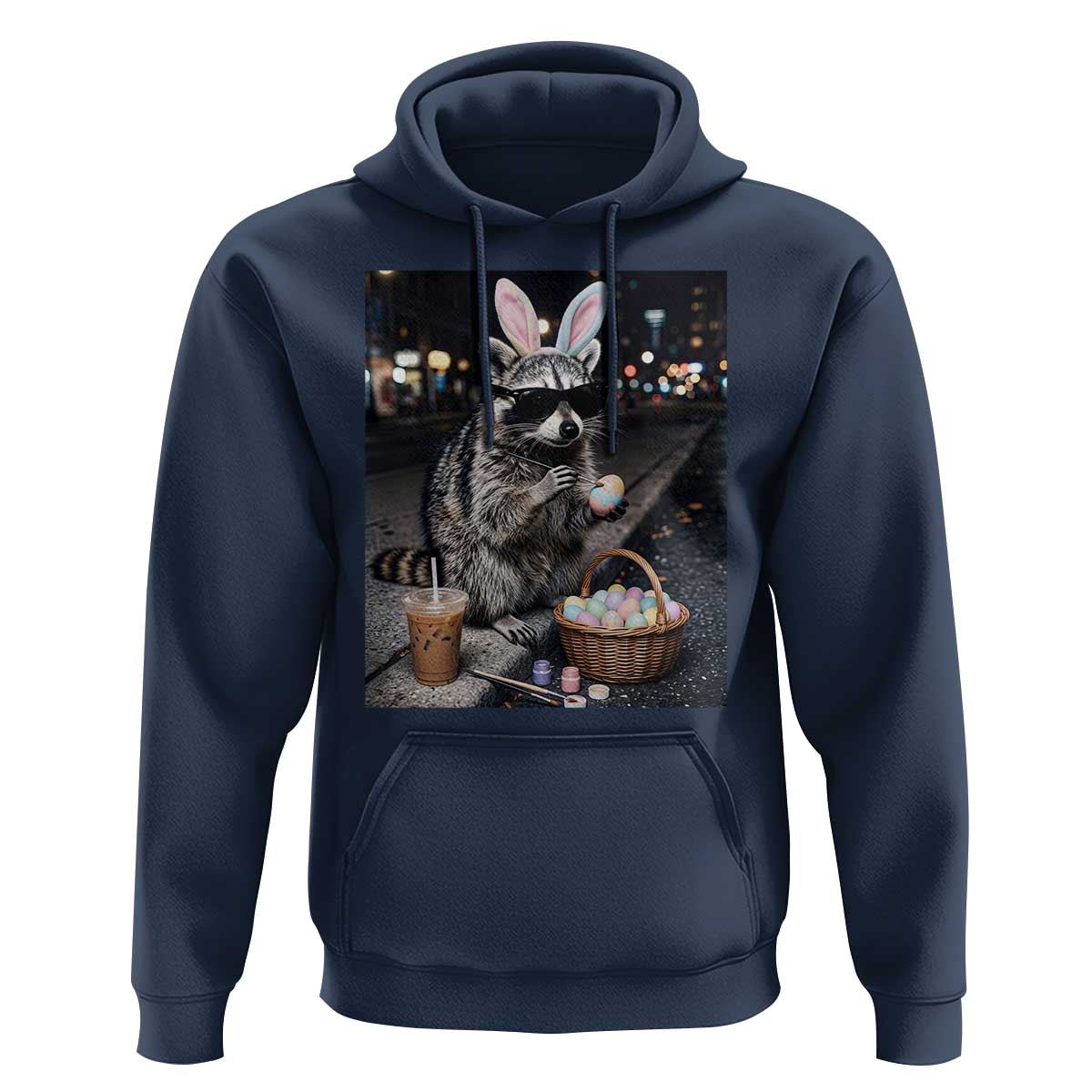 Easter Raccoon Iced Coffee Hoodie Funny Trash Panda Egg Painting