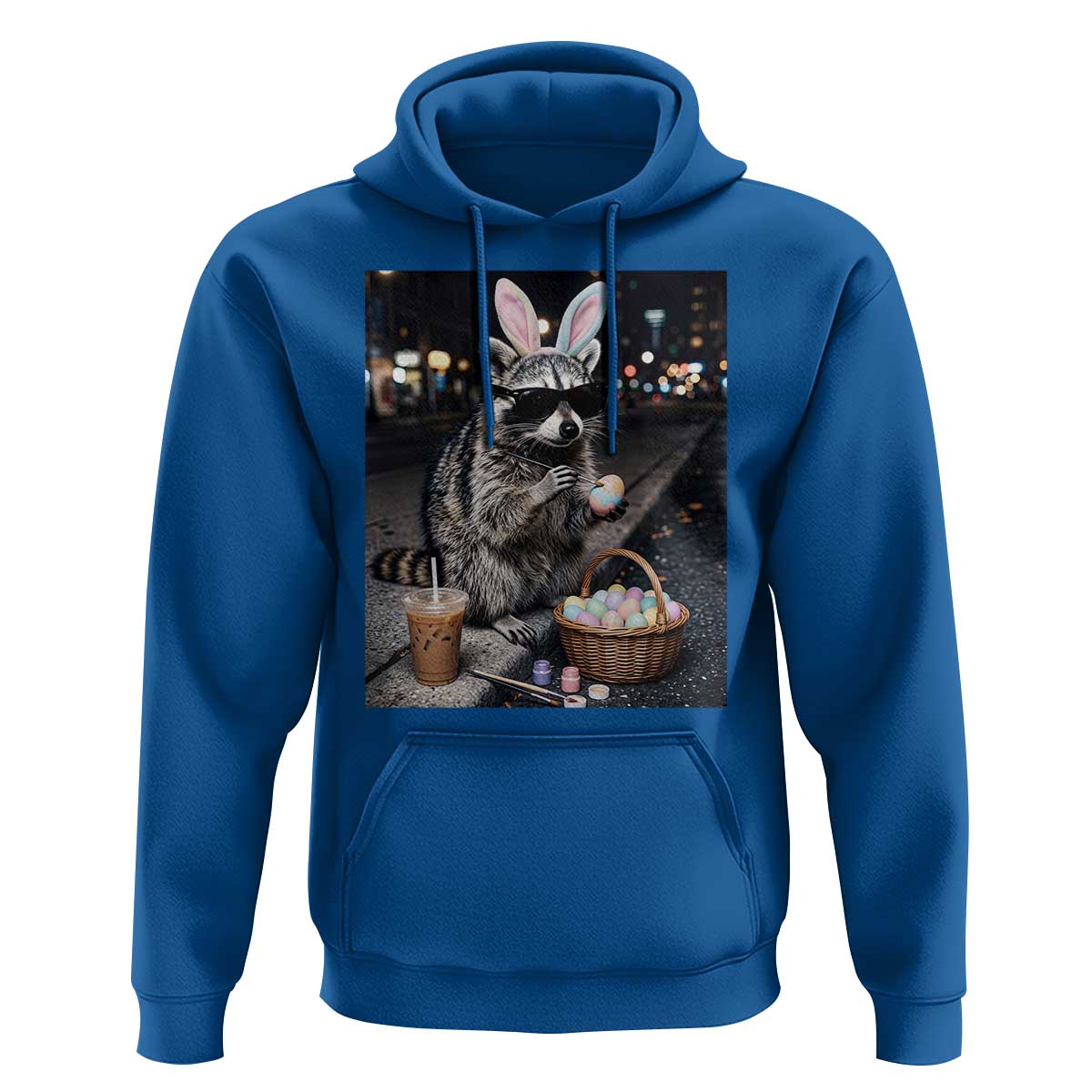 Easter Raccoon Iced Coffee Hoodie Funny Trash Panda Egg Painting