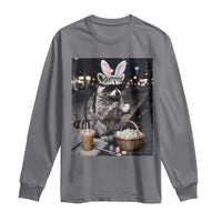 Easter Raccoon Iced Coffee Long Sleeve Shirt Funny Trash Panda Egg Painting