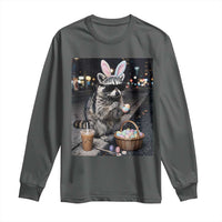 Easter Raccoon Iced Coffee Long Sleeve Shirt Funny Trash Panda Egg Painting