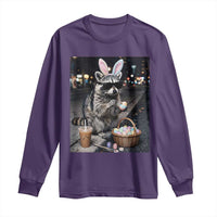 Easter Raccoon Iced Coffee Long Sleeve Shirt Funny Trash Panda Egg Painting
