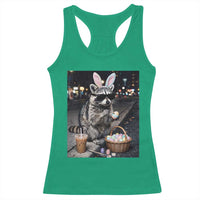 Easter Raccoon Iced Coffee Racerback Tank Top Funny Trash Panda Egg Painting