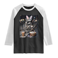 Easter Raccoon Iced Coffee Raglan Shirt Funny Trash Panda Egg Painting