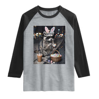 Easter Raccoon Iced Coffee Raglan Shirt Funny Trash Panda Egg Painting