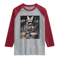 Easter Raccoon Iced Coffee Raglan Shirt Funny Trash Panda Egg Painting