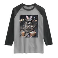 Easter Raccoon Iced Coffee Raglan Shirt Funny Trash Panda Egg Painting