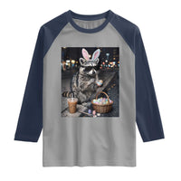 Easter Raccoon Iced Coffee Raglan Shirt Funny Trash Panda Egg Painting