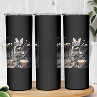 Easter Raccoon Iced Coffee Skinny Tumbler Funny Trash Panda Egg Painting
