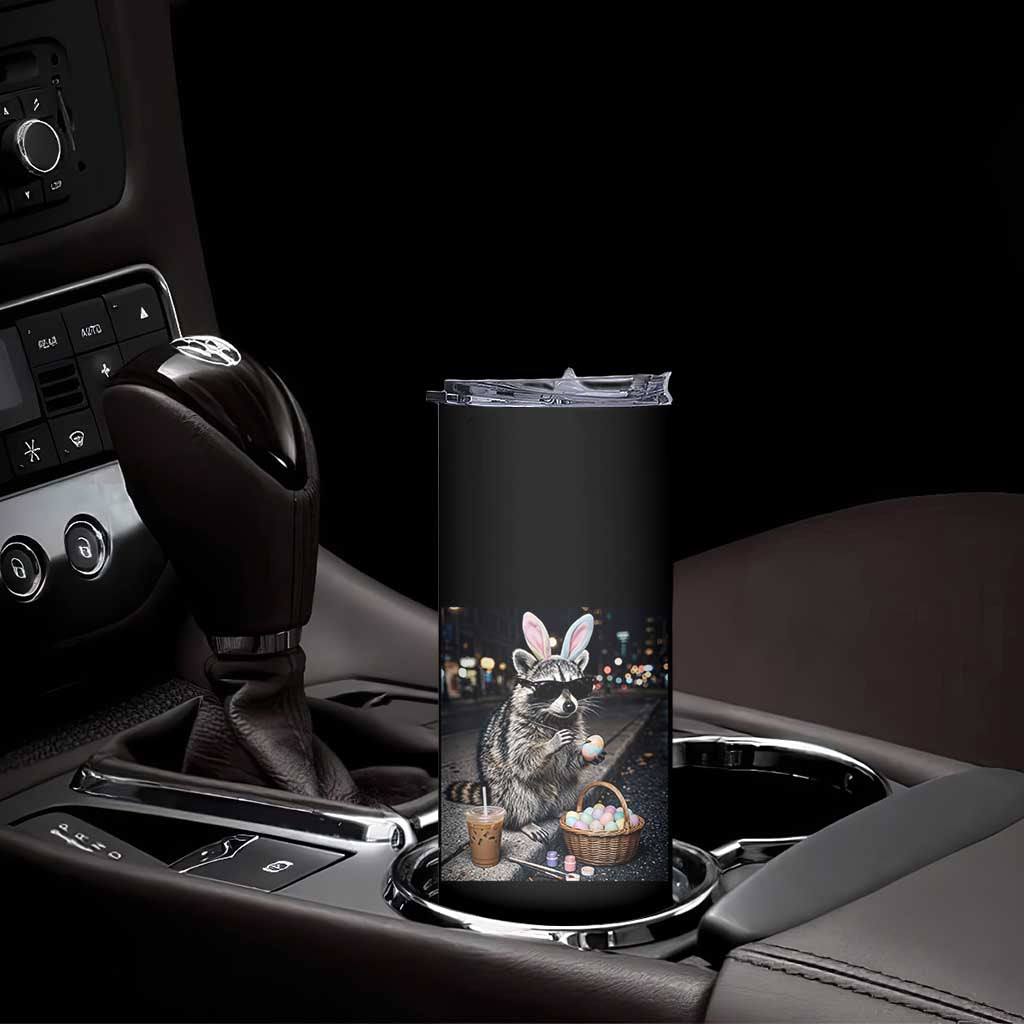 Easter Raccoon Iced Coffee Skinny Tumbler Funny Trash Panda Egg Painting