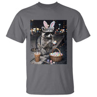 Easter Raccoon Iced Coffee T Shirt Funny Trash Panda Egg Painting