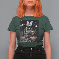 Easter Raccoon Iced Coffee T Shirt For Women Funny Trash Panda Egg Painting