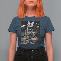Easter Raccoon Iced Coffee T Shirt For Women Funny Trash Panda Egg Painting