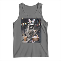 Easter Raccoon Iced Coffee Tank Top Funny Trash Panda Egg Painting
