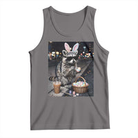 Easter Raccoon Iced Coffee Tank Top Funny Trash Panda Egg Painting