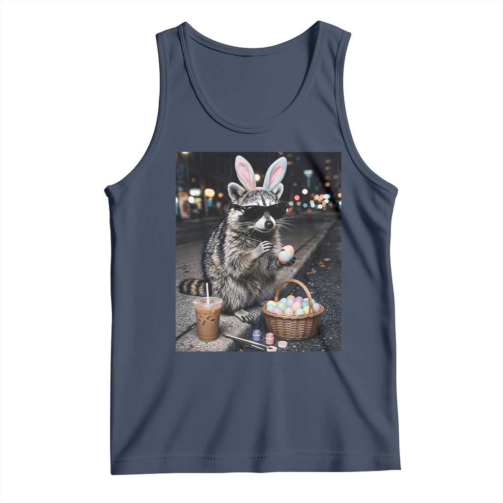 Easter Raccoon Iced Coffee Tank Top Funny Trash Panda Egg Painting