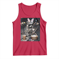 Easter Raccoon Iced Coffee Tank Top Funny Trash Panda Egg Painting