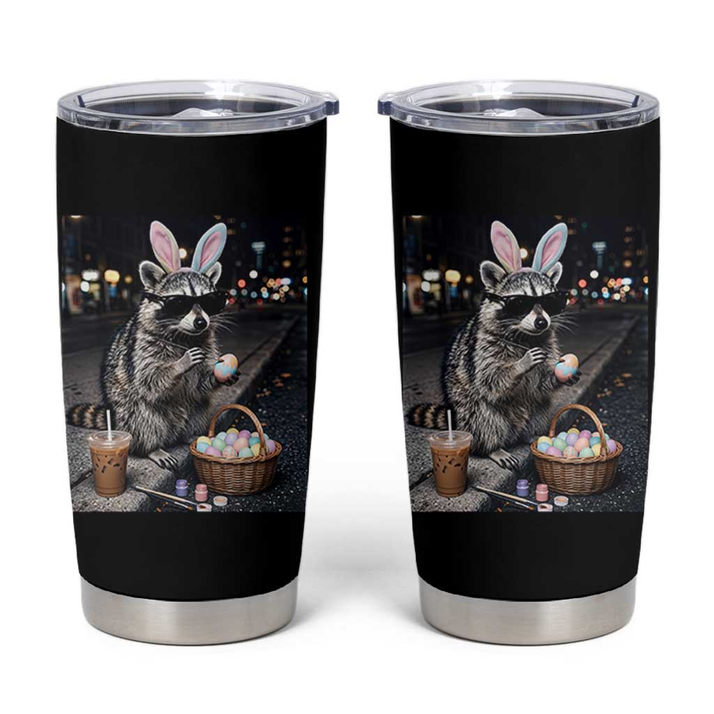 Easter Raccoon Iced Coffee Tumbler Cup Funny Trash Panda Egg Painting
