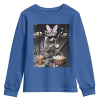 Easter Raccoon Iced Coffee Youth Sweatshirt Funny Trash Panda Egg Painting