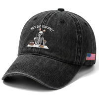 But Did You Dye Washed Cotton Baseball Cap Funny Easter Skeleton Painting Eggs