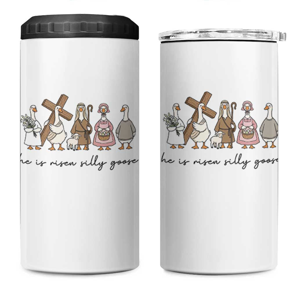 He Is Risen Silly Goose 4 in 1 Can Cooler Tumbler Funny Christian Easter