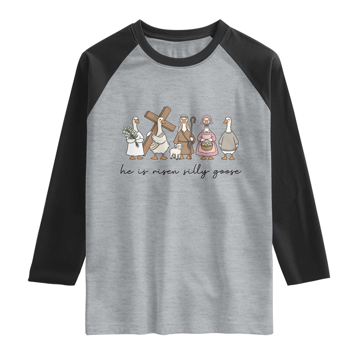 He Is Risen Silly Goose Raglan Shirt Funny Christian Easter