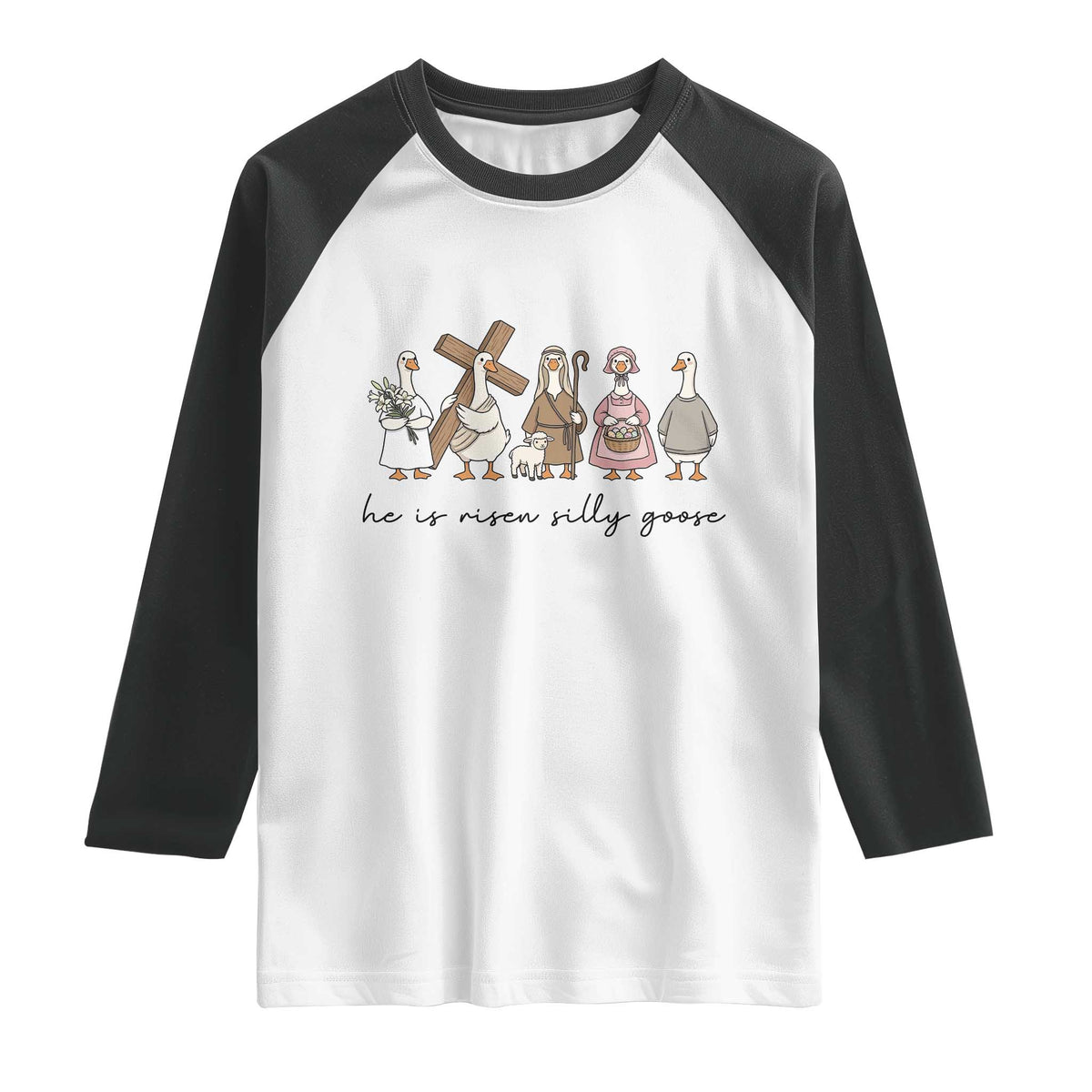 He Is Risen Silly Goose Raglan Shirt Funny Christian Easter