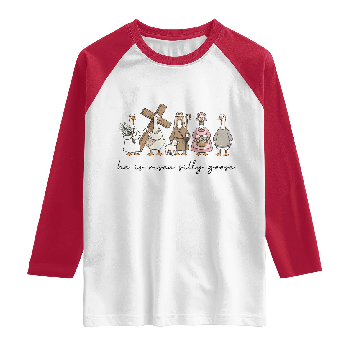 He Is Risen Silly Goose Raglan Shirt Funny Christian Easter